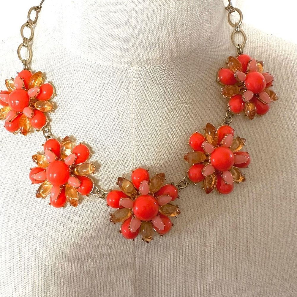 Lane Bryant orange flower statement necklace